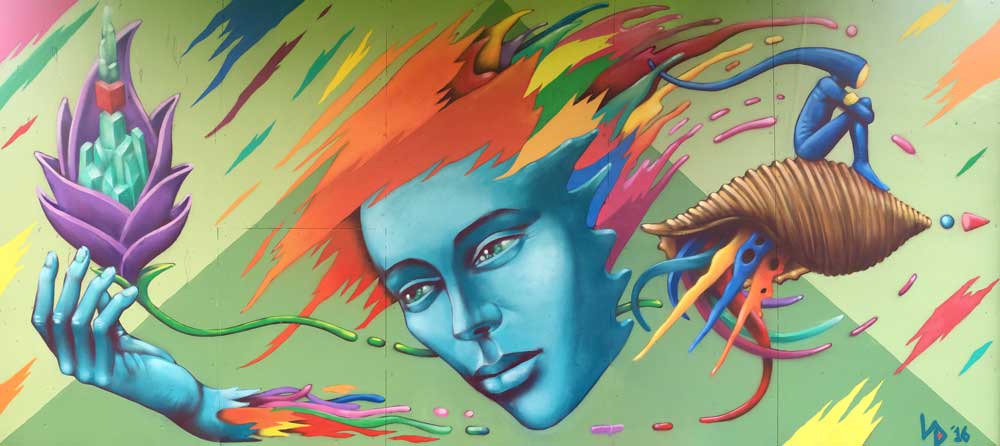bright colour mural