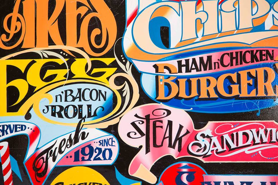 Colorful vintage-style signwriting