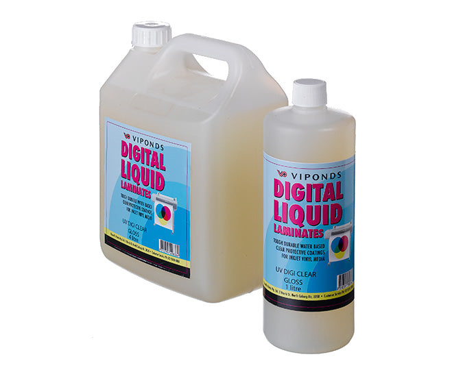Digital Liquid Laminate UV Digi Clear Gloss bottle and tub