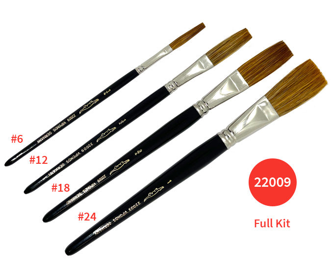 Alligator 22009 Sable Flat Poster Brush Long Brushes in four sizes