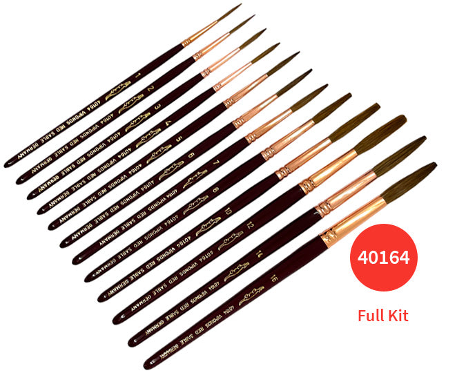Full kit of 12 40164 sable brush by Viponds, versatile for hand painting signage, available in different sizes