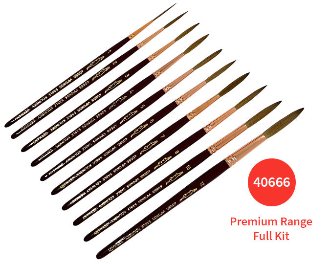 Alligator 40666 Writer&#39;s Long Hair Chisel Edge Pure Kolinsky Red Sable Kit