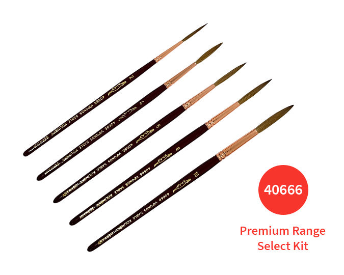 Alligator 40666 Writer's Long Hair Chisel Edge Pure Kolinsky Red Sable Kit