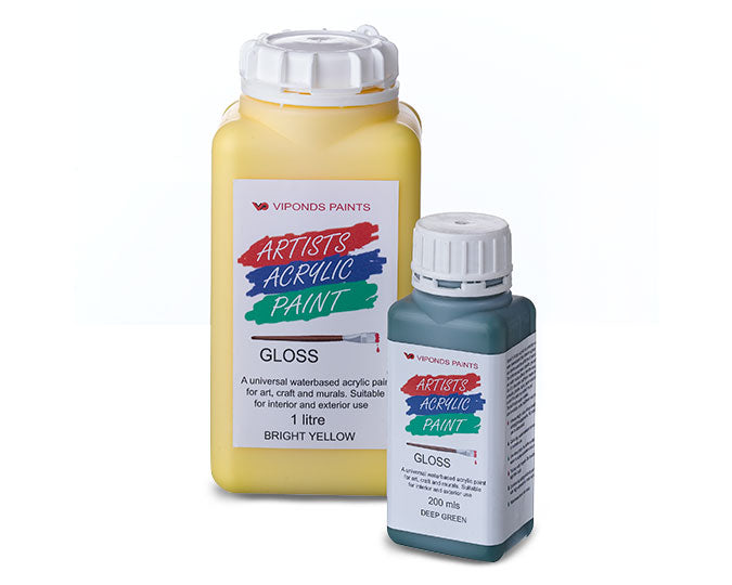 Viponds Artists Acrylic Gloss Paint in bright yellow and deep green