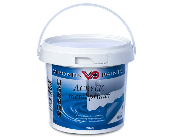 Viponds Acrylic Metal Primer 1 Litre Tub containing rust inhibitors