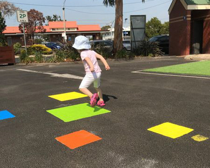 Fun use of Viponds Paints Ecopave Paving Paint on asphalt