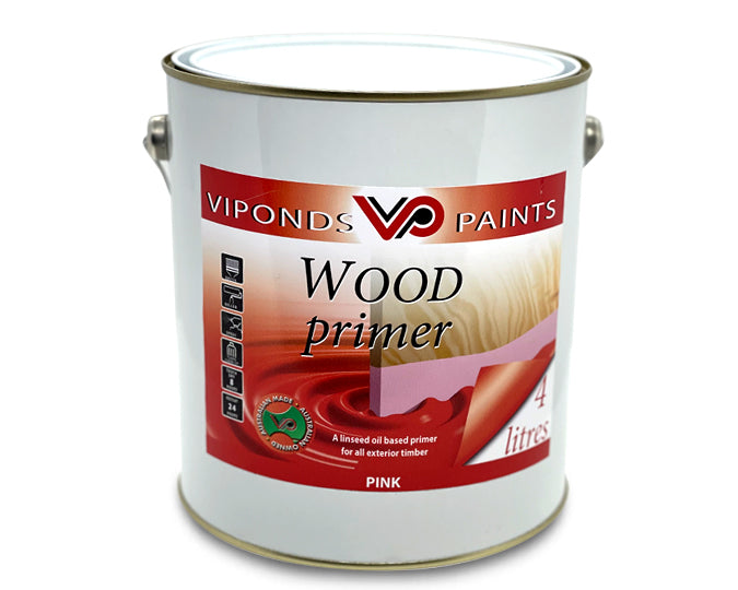 Can of Viponds Pink Primer - a Wood Primer