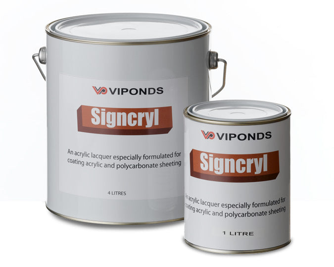 Cans of Viponds Signcryl - a paint formulated for the sign industry