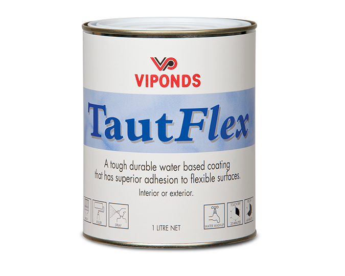 Viponds TautFlex water-based coating in a 1-litre can